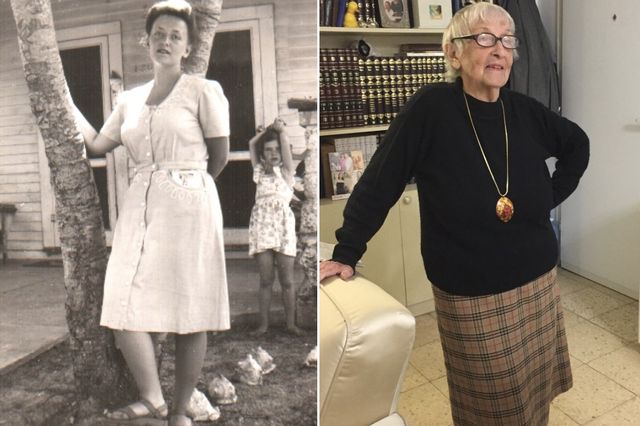 Photos of Bernice Schwartz in her youth and in 2016